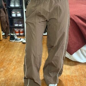 PacSun Brown Track Pants with White Piping